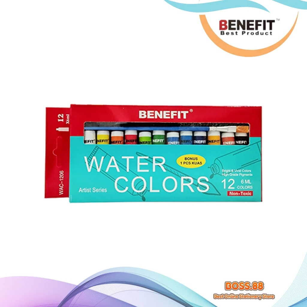 

WATERCOLOR / CAT AIR 12 WARNA 6 ML BENEFIT WAC-1206 (1 SET)