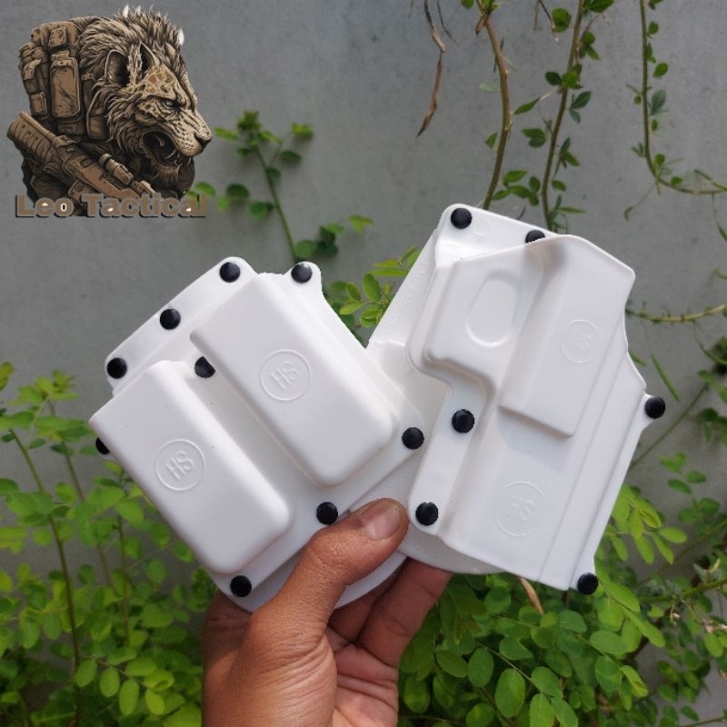 Holster fobus HS Putih tactical sarung tempat hs & double mag