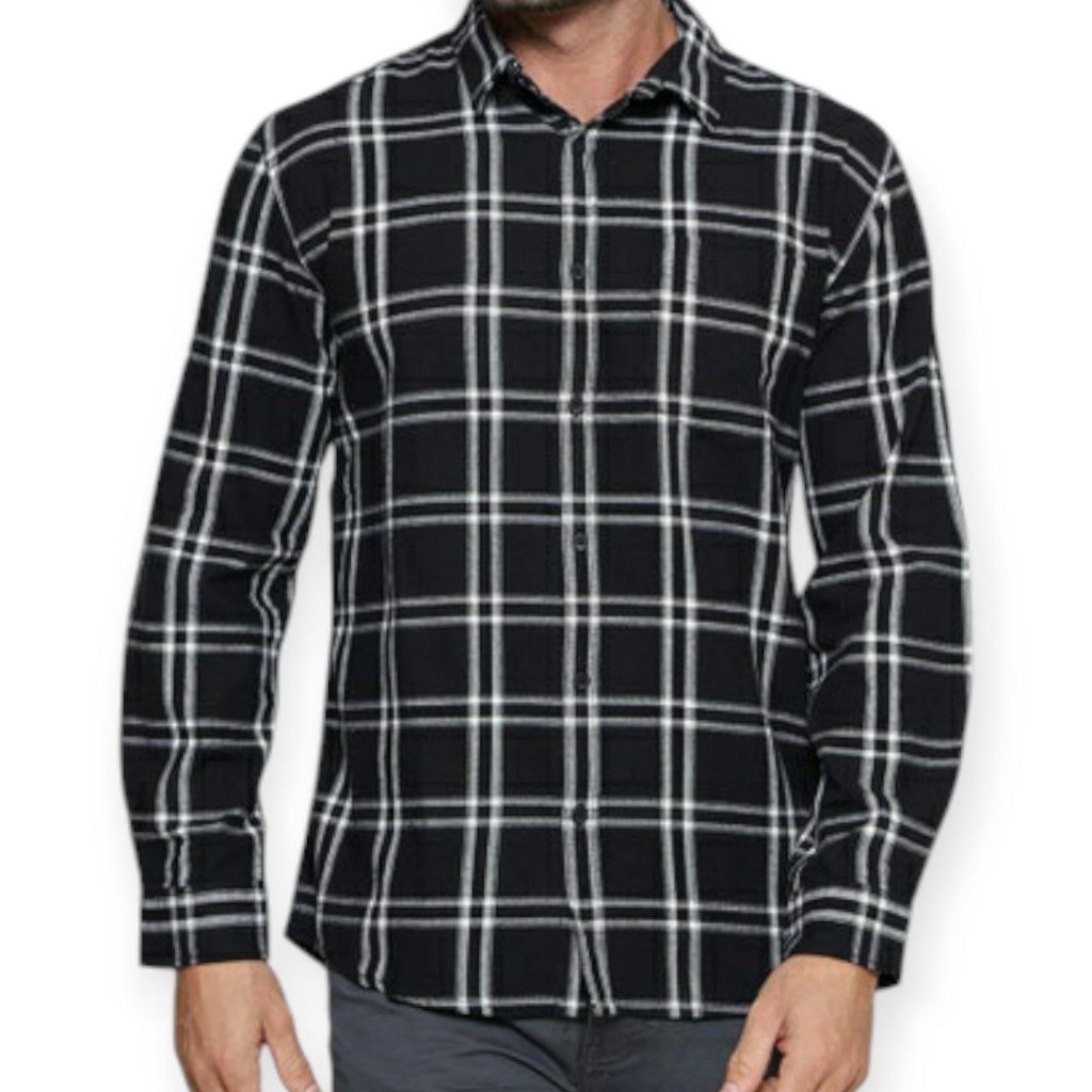 Kemeja Gabs Casual Reguler Check Kemeja Lengan Panjang Pria.