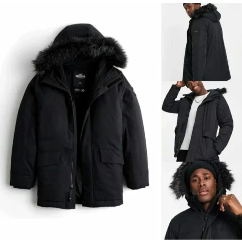 Jacket Pria Musim Dingin HLR Everyday Faux Fur Hooded - Jaket Winter Parka Pria