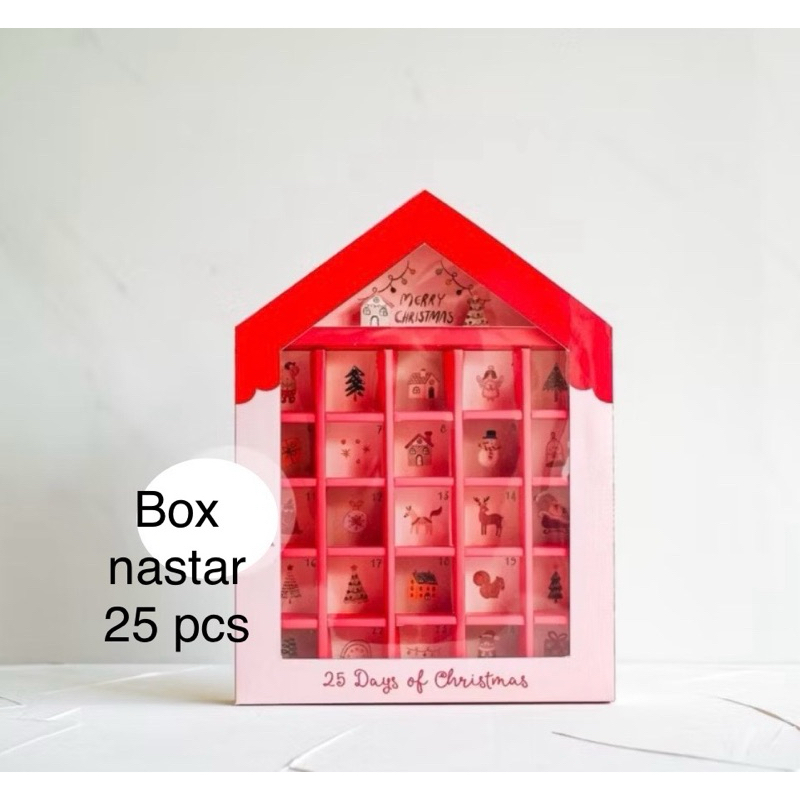 

(1 pak usi 5 pcs) BOX NATAL imlek NASTAR MOCHI COKLAT 25 pcs MODEL RUMAH