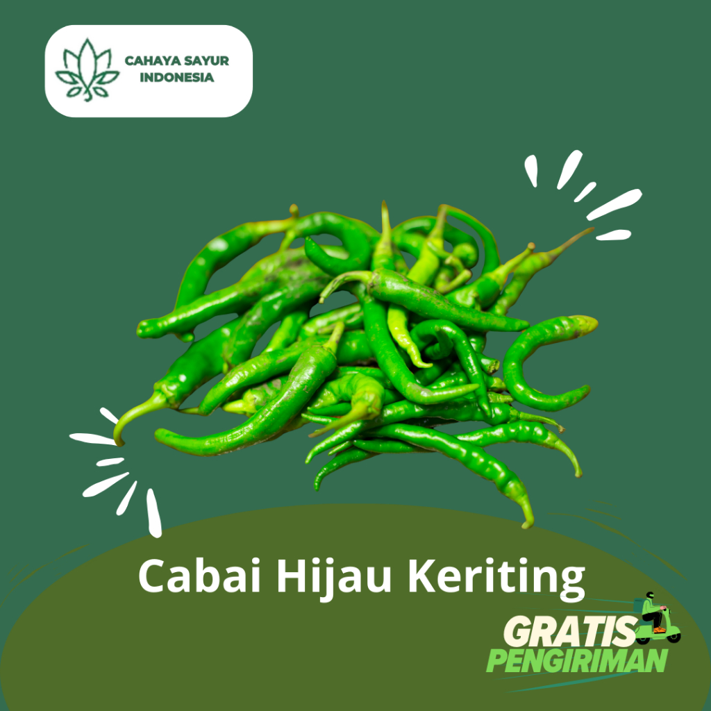 

Cabai Keriting Hijau / Cabe Keriting Hijau / Cabai Hijau Keriting 1kg + Gratis Ongkir