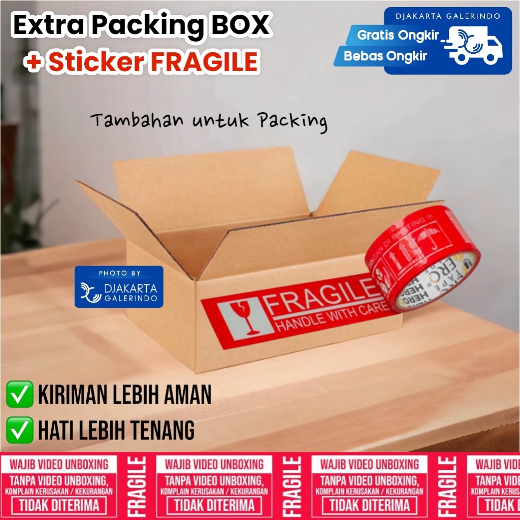 

Diskon 2 Pilihan Extra Box Packing Fragile handle with care Sangat Disarankan A119