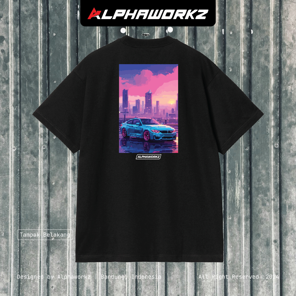 ALPHAWORKZ Kaos Mobil BMW M M4 Pixel T-SHIRT - Kaos Baju Mobil Tshirt Katun Premium