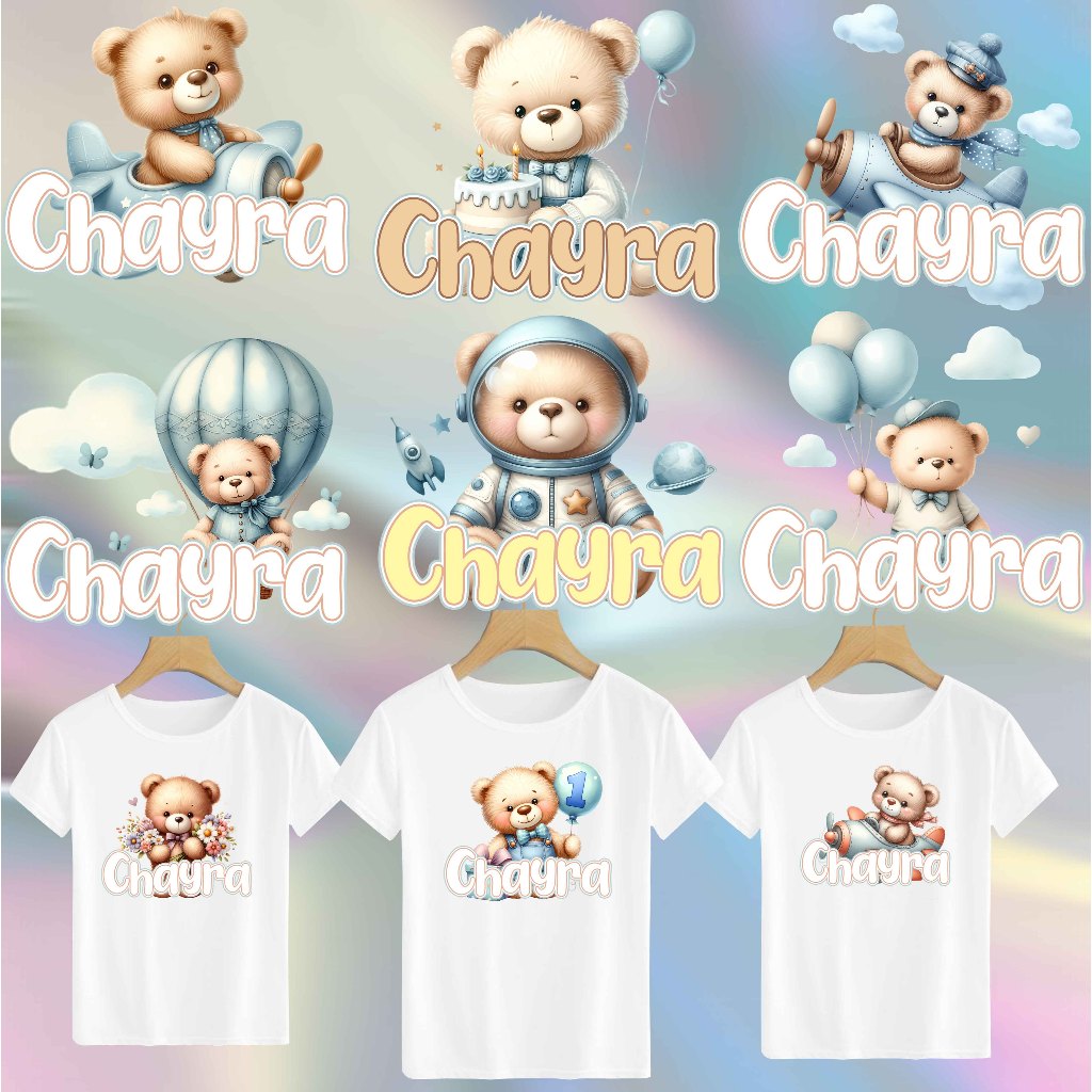 

SABLON STICKER DTF UKURAN 14CM CUSTOM NAMA TEMA CUTE BEAR