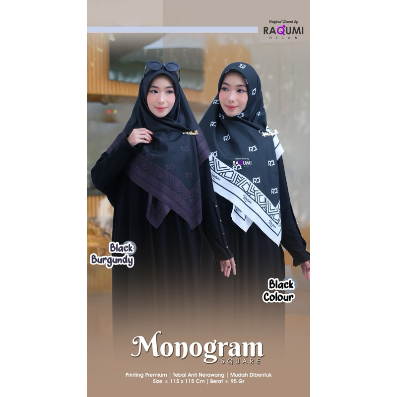 MONOGRAM SQUARE BRAND ORI BY RAQUMI // HIJAB SQUARE // SQUARE MOTIF // SQUARE JUMBO // SEGIEMPAT MOT