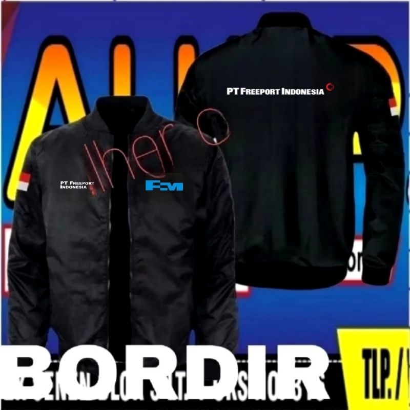 Jaket bordir PT Freeport jaket PT Freeport jaket bomber PT Freeport jaket kerja PT Freeport jaket se