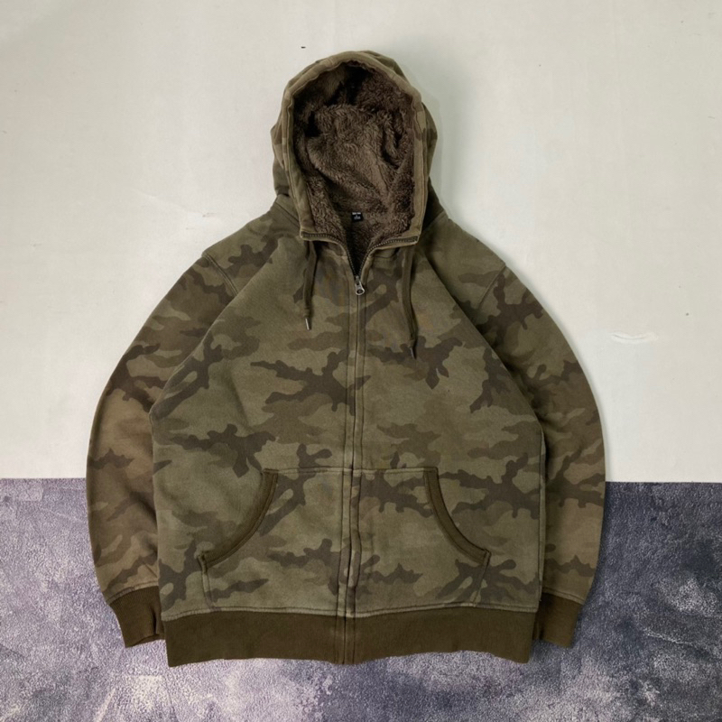 Zip Hoodie Uniqlo Sherpa Camo