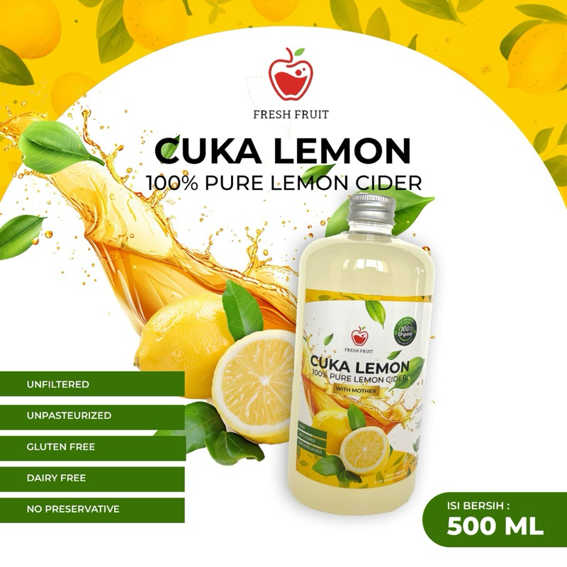 

Cuka Lemon Organic 500ml With Mother - Cuka Lemon Alami - 100% Pure Lemon Cider - Cuka Lemon Original