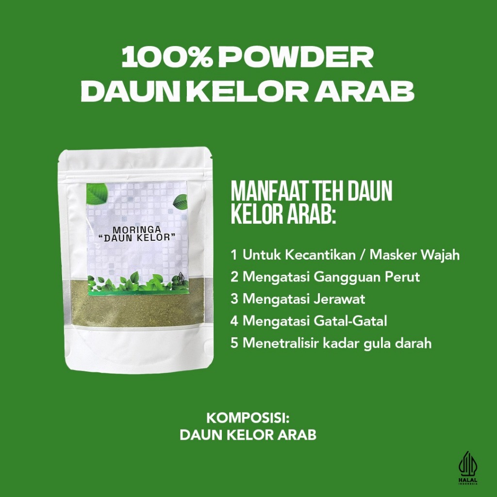 

Serbuk Powder Daun Kelor Asli 100% / Bubuk Daun Moringa