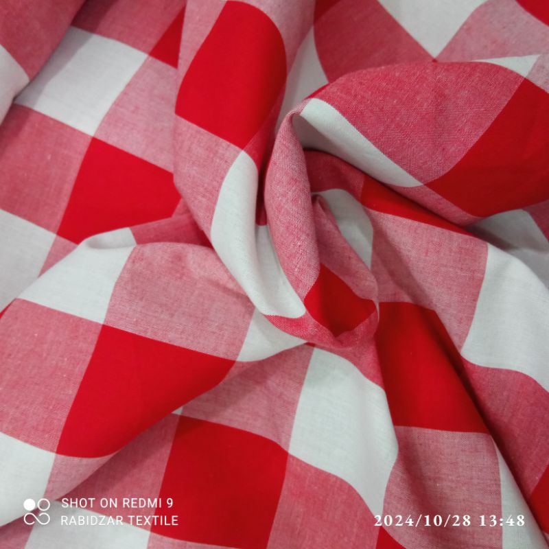 KAIN KATUN KOTAK BESAR MERAH YANDET PREMIUM GARMENT