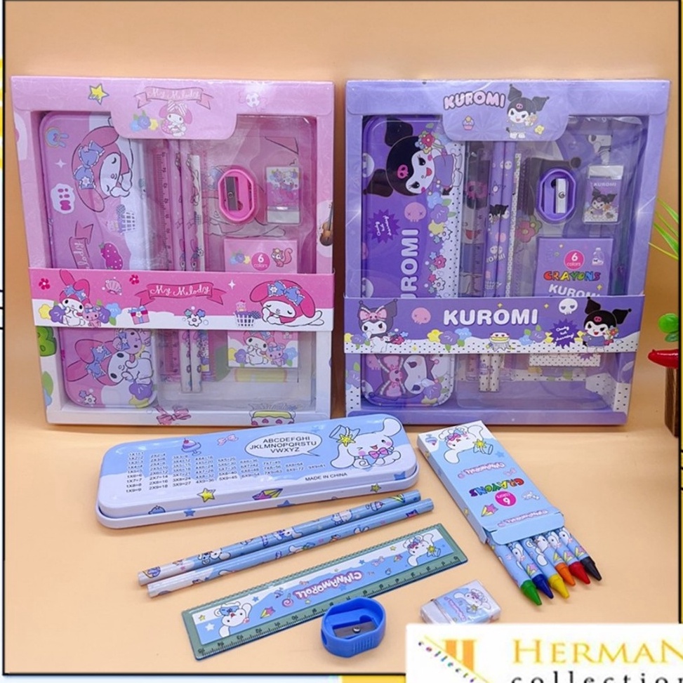 

Lebih Puas HC Paket Alat Tulis Set 7 in 1 Set Stationery 7in1 Karakter Kartun Alat Tulis Anak Sekolah Penghapus Pengaris Kotak Pensil Penggaris Crayon