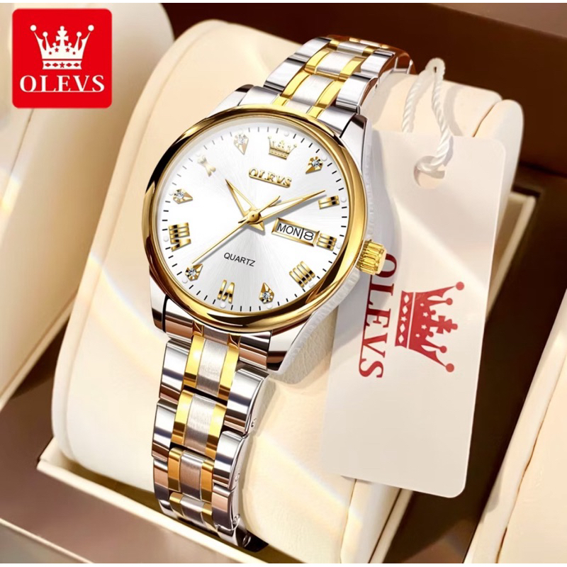 OLEVS Jam Tangan Wanita Anti Air Original Cewek Kalender Luminous Fashion Kotak Hadiah Women Watch M