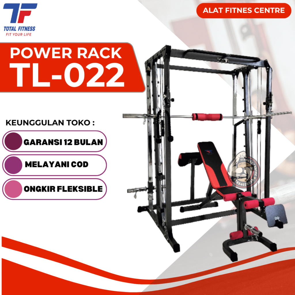 Alat Olahraga Power Rack + Bench Press TL-022 Multi Gym Power Rack Multifungsi