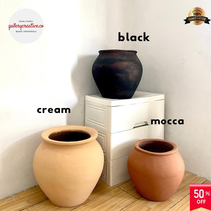 Vase bunga kering besar 35 cm premium aesthetic - guci bulat bunga  besar