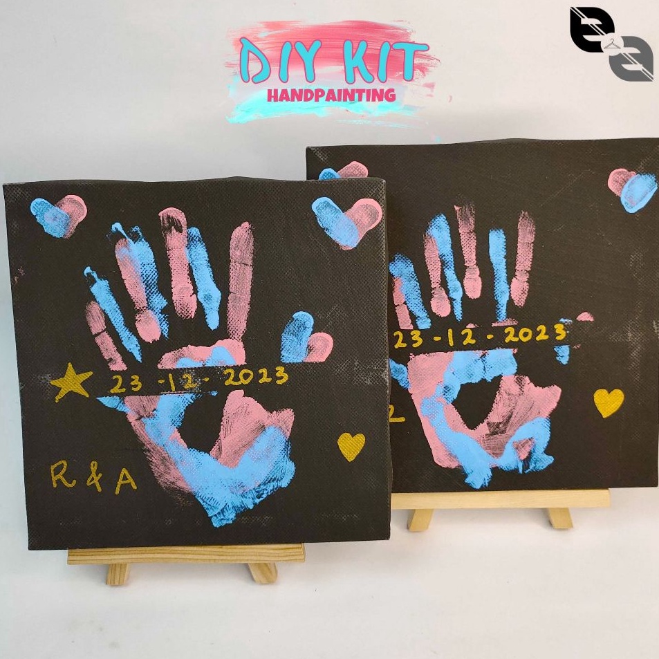 

Terbaik 1 Set Canvas DIY Hand Painting Kit Couple Kanvas Lukis Tangan Bareng Ayang Bestie Cap Sidik Jari Kerajinan