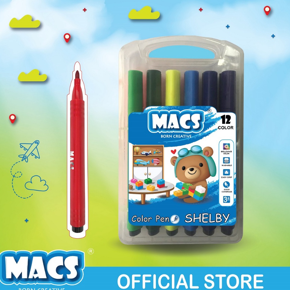 

KODE W66N MACS Color Pen 12 Warna Marker Spidol