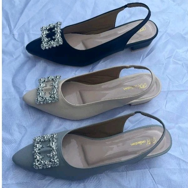 sepatu sandal wanita mules 3cm ukuran jumbo 45-37//sepatu sandal big size