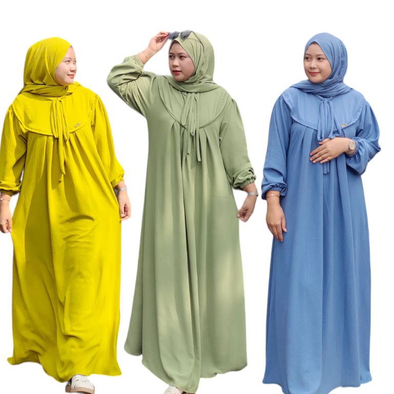 KODE N94K HARGA GROSIR GAMIS AYRA SYARI SET PASMINA OVAL BAHAN CRINKLE AIRFLOW PREMIUM DRESS BUSUI F