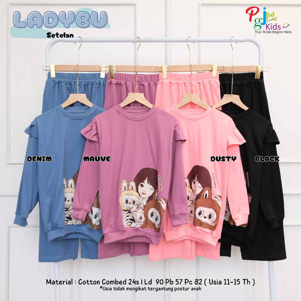 [Termurah PGJ Kids] LADYBU SETELAN ANAK PAKAIAN ANAK REMAJA PEREMPUAN SETELAN ATASAN  SET CELANA ANA
