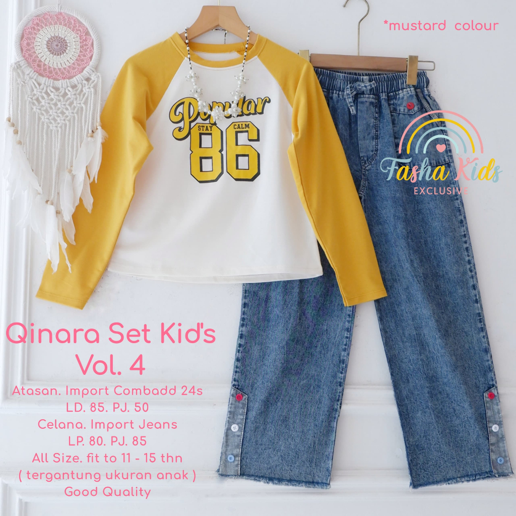 [TERMURAH FASHA KIDS] QINARA  SET KIDS SETELAN KAOS CELANA JEANS SET TEEN KIDS PAKAIAN ANAK REMAJA P