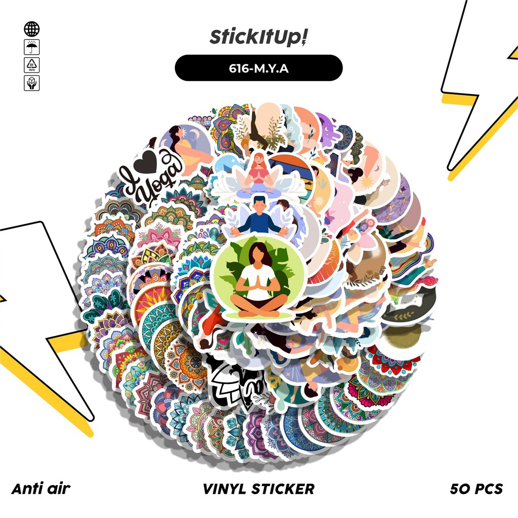 

COD 100 Pcs Stiker Mandala Yoga Arts Lucu Anti Air Untuk Dekorasi Notebook Sepeda Skateboard Handphone DIY