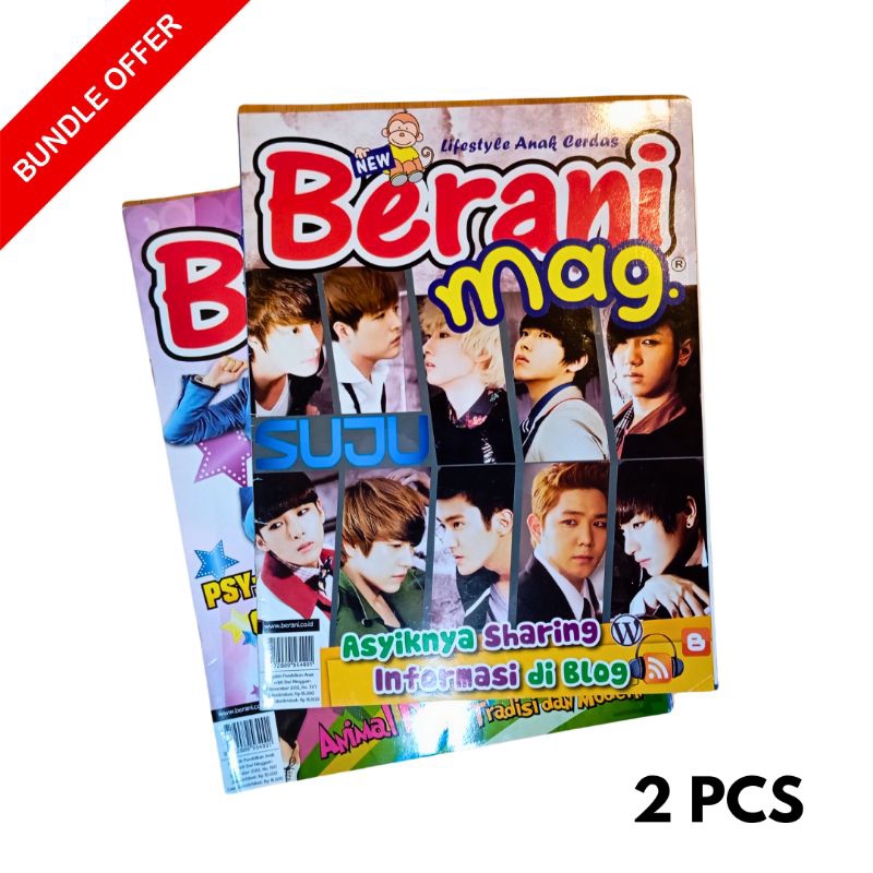 PAKET SUJU - BERANI Majalah Anak (2 pcs) Super Junior Poster Messi CR7 Ronaldo bola kpop boyband kor