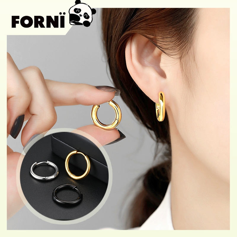 【Ready】Frewin Anting Jepit Bulat Tanpa Tindik Pria Wanita/Emas