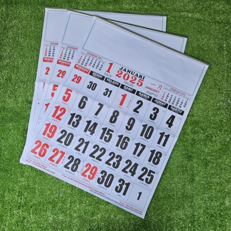 

kalender kerja jumbo tahun 2025 Mj 70 grm ukuran 50x64 cm 12 lembar x 1 bulanan (terima castume cetak merek)