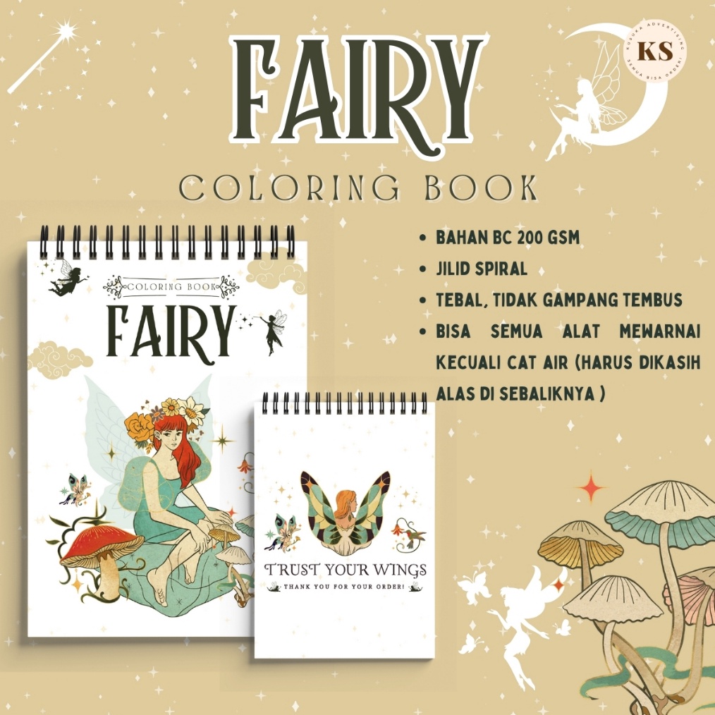 

KODE G47C Coloring Book Kids Adult FAIRY Cozy Healing Activity Book Buku Mewarnai Remaja Dewasa Kertas Tebal Ukuran A4