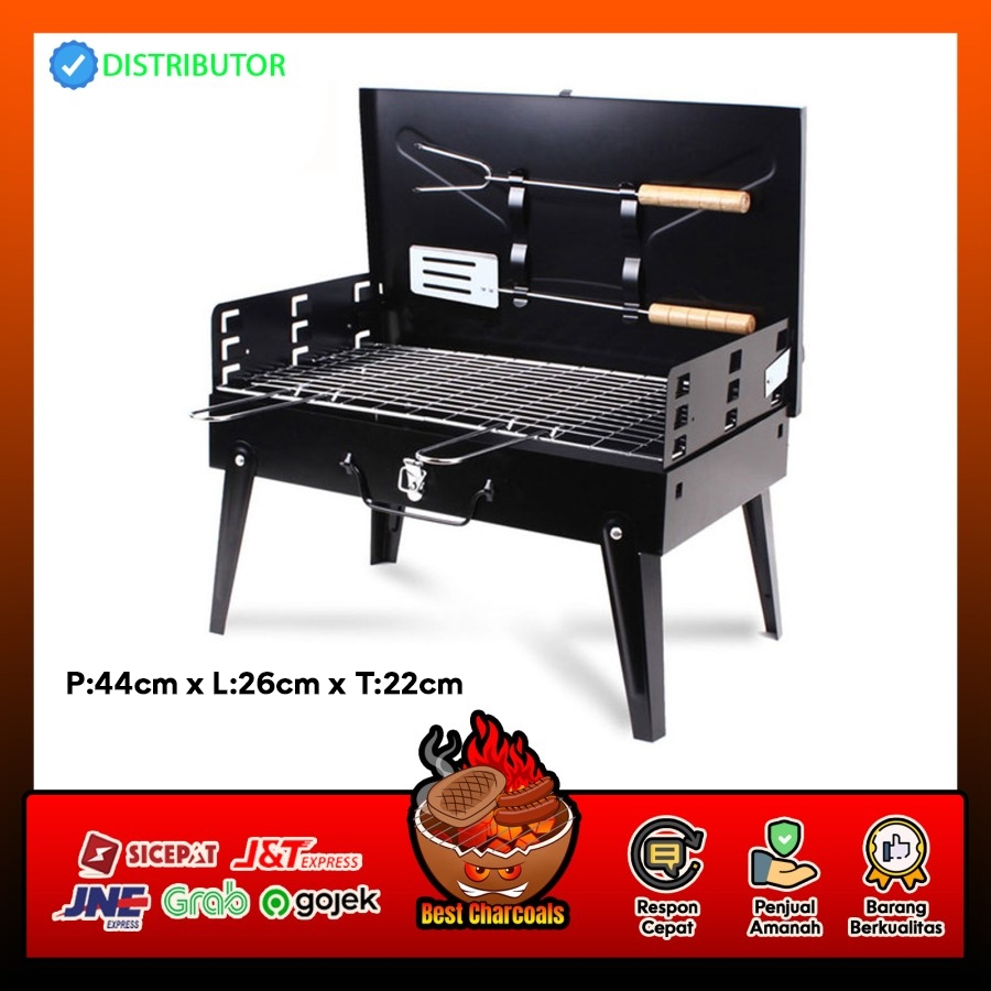 Panggangan BBQ Portable Grill Alat Panggang Barbeque Daging sate Premium Stainless Anti Karat