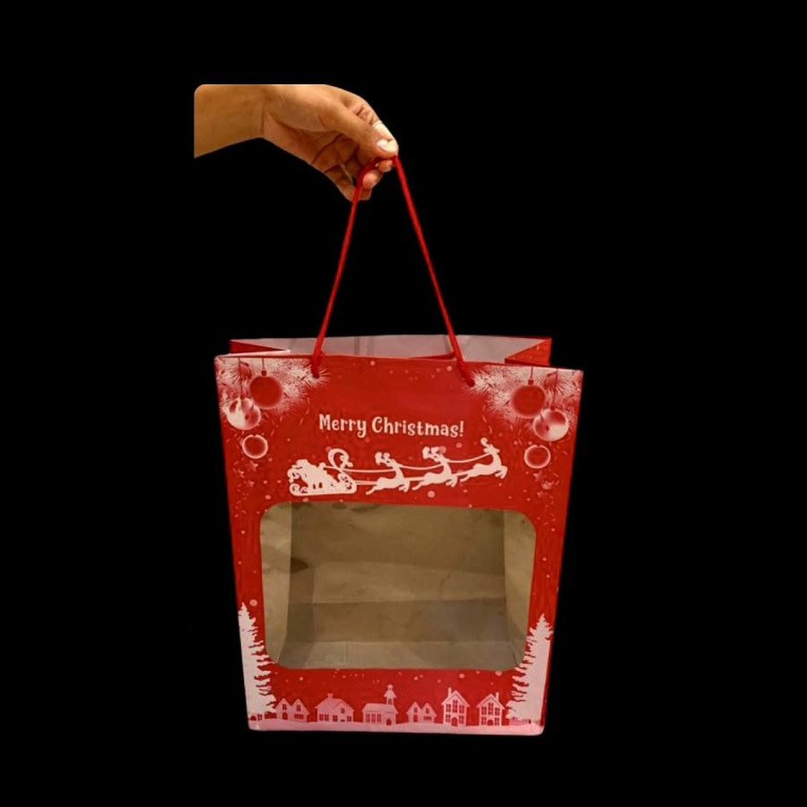 

(5 Pcs) Tas Mika Hampers Natal 30x14x37 Cm Paper Bag Hadiah Merry Christmas Kantong Snack X Mas