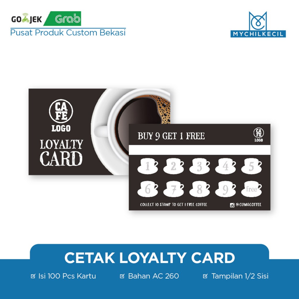 

Loyalty Card, Member Card, Kartu member kartu nama Stamp card, Reward Card (Eyelash, Nail Art, Laundry, makanan & minimum, Carwash, Cuci motor)