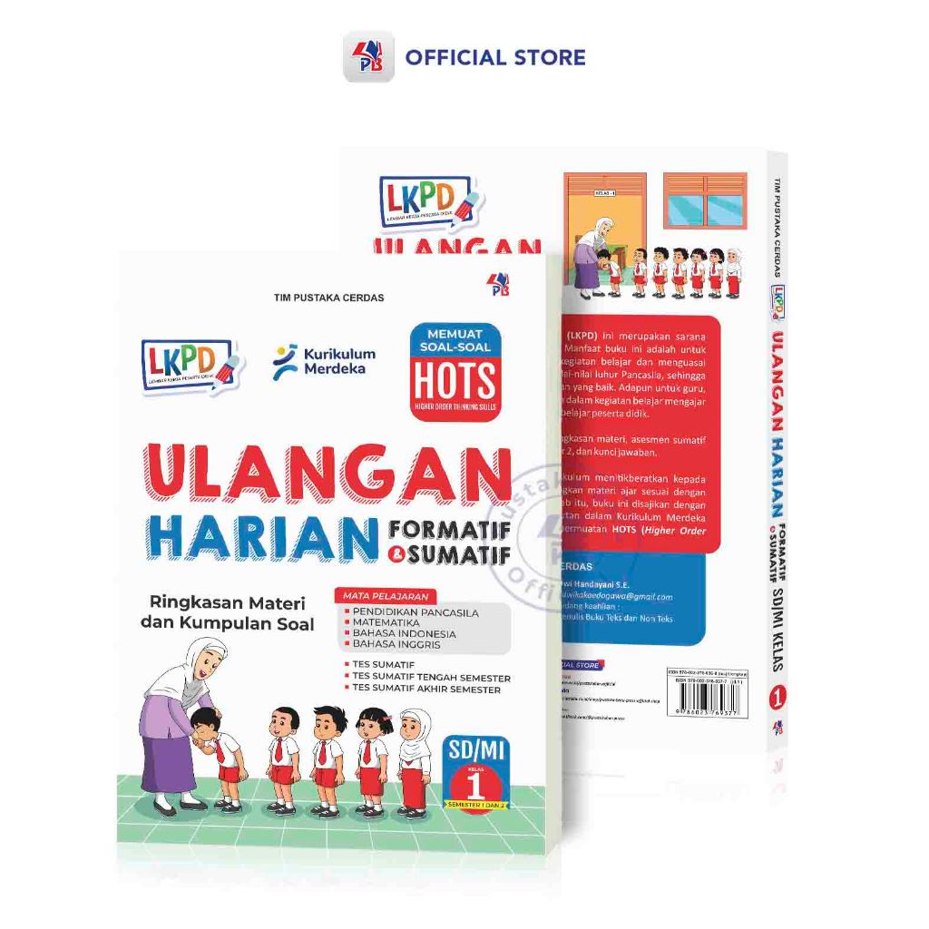 Buku Ulangan SD Mi / LKPD Ulangan Harian Formatif & Sumatif Kurikulum Merdeka Kelas 1 / Pustaka Baru