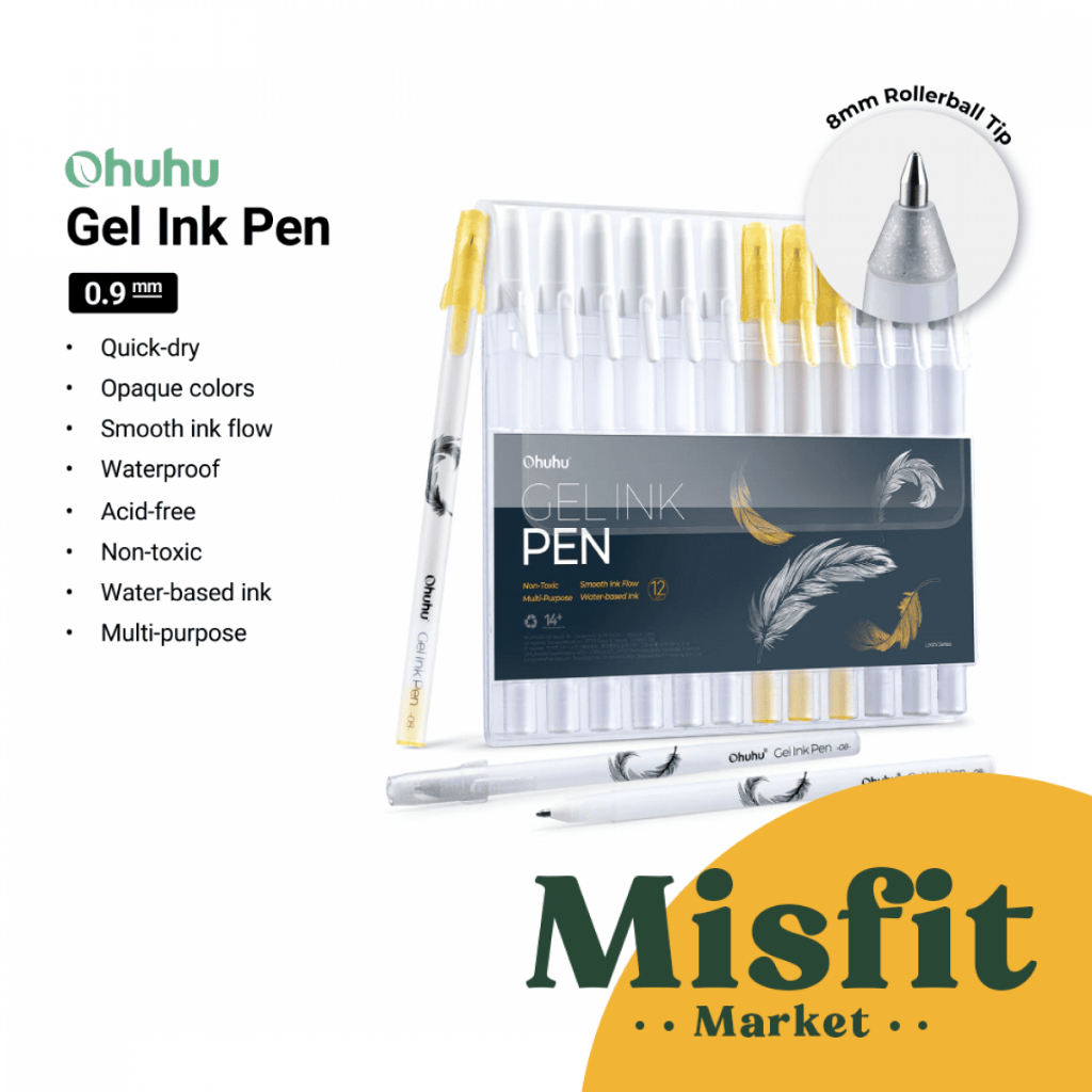 

Ohuhu Highlighter Gel Pens 0.8 mm Pulpen Bolpoin Silver Gold White SATUAN
