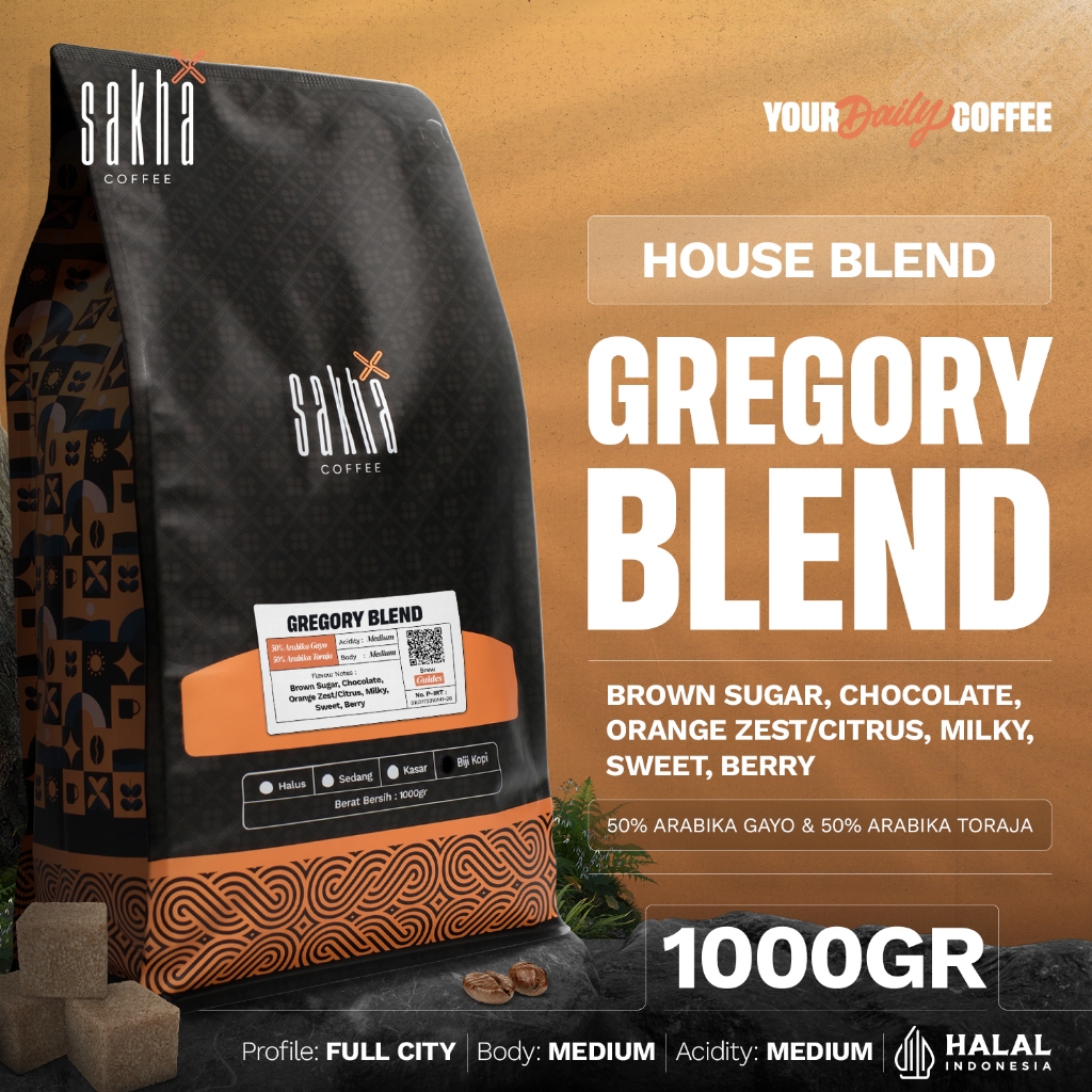 

Kopi Arabika Gregory Espresso Blend Arabica Coffe Bean Biji Bubuk 1Kg