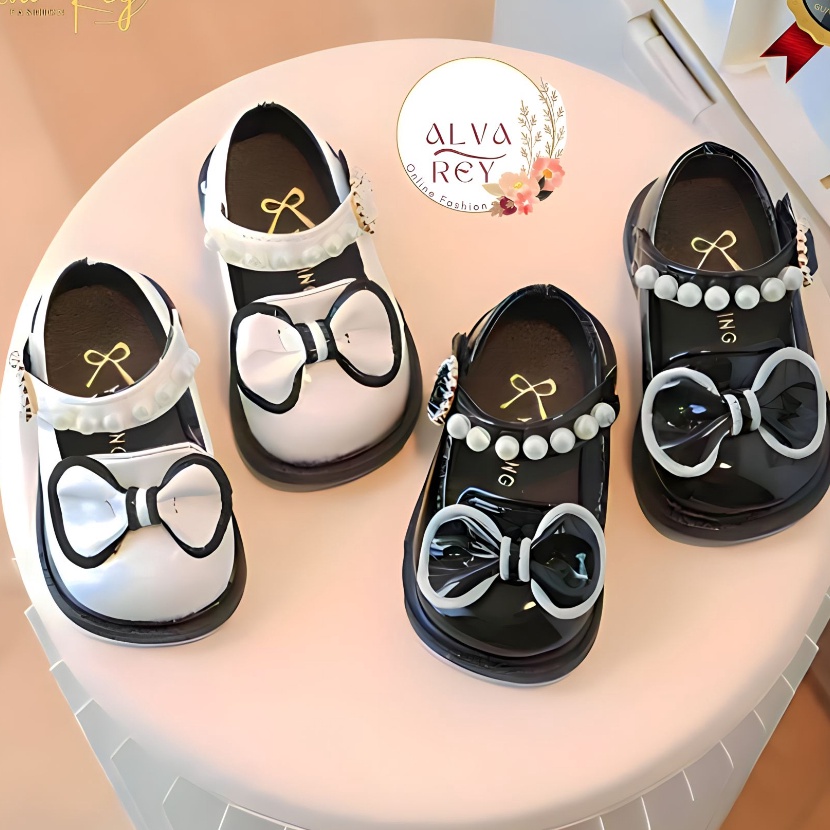FG2 Sepatu Anak Perempuan Cantik Flatshoes Lucu Model Pita Mutiara Sepatu Baby Shoes Anak Wanita Umu