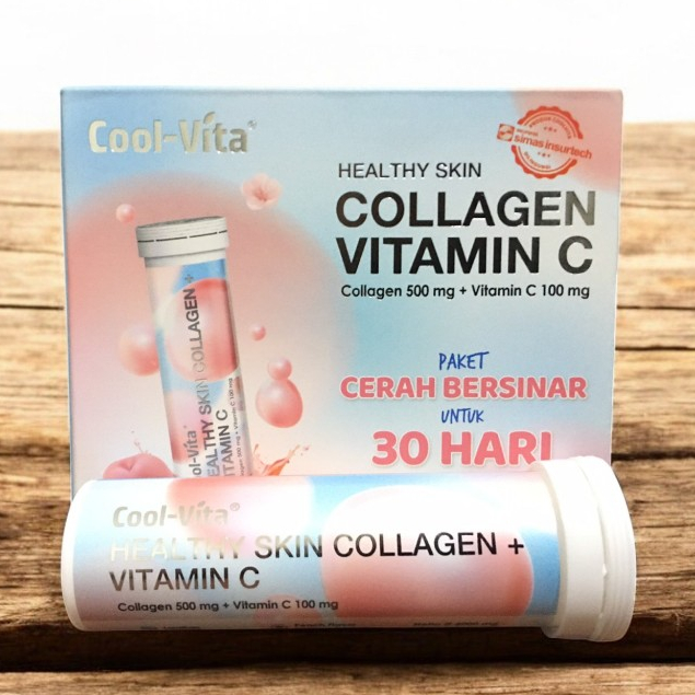 Cool-Vita Collagen + Vitamin C Tube Isi 10 Tab Collagen 500 Mg + Vitamin C 100 Mg Cool Vita