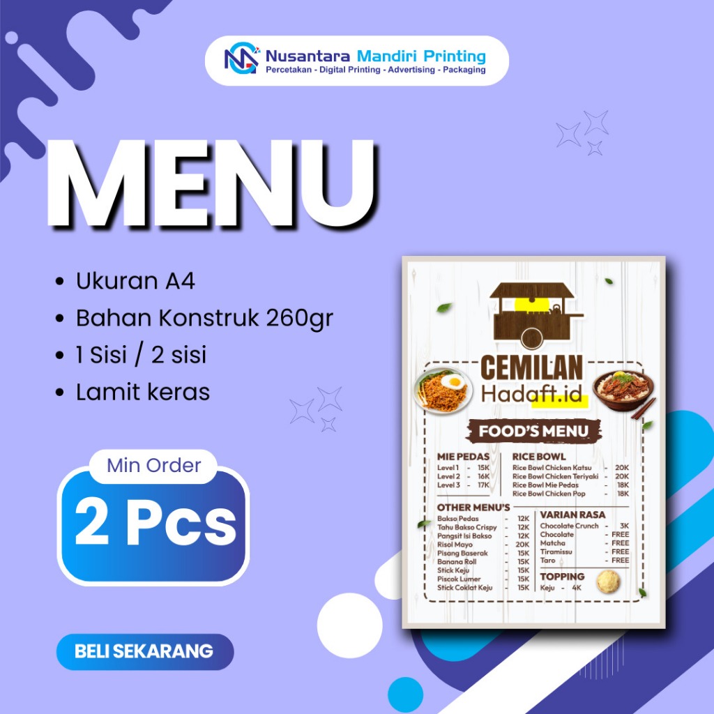 

Katalog Daftar Menu Laminasi Keras/ Daftar Menu/ Menu Makanan/ Menu Minuman