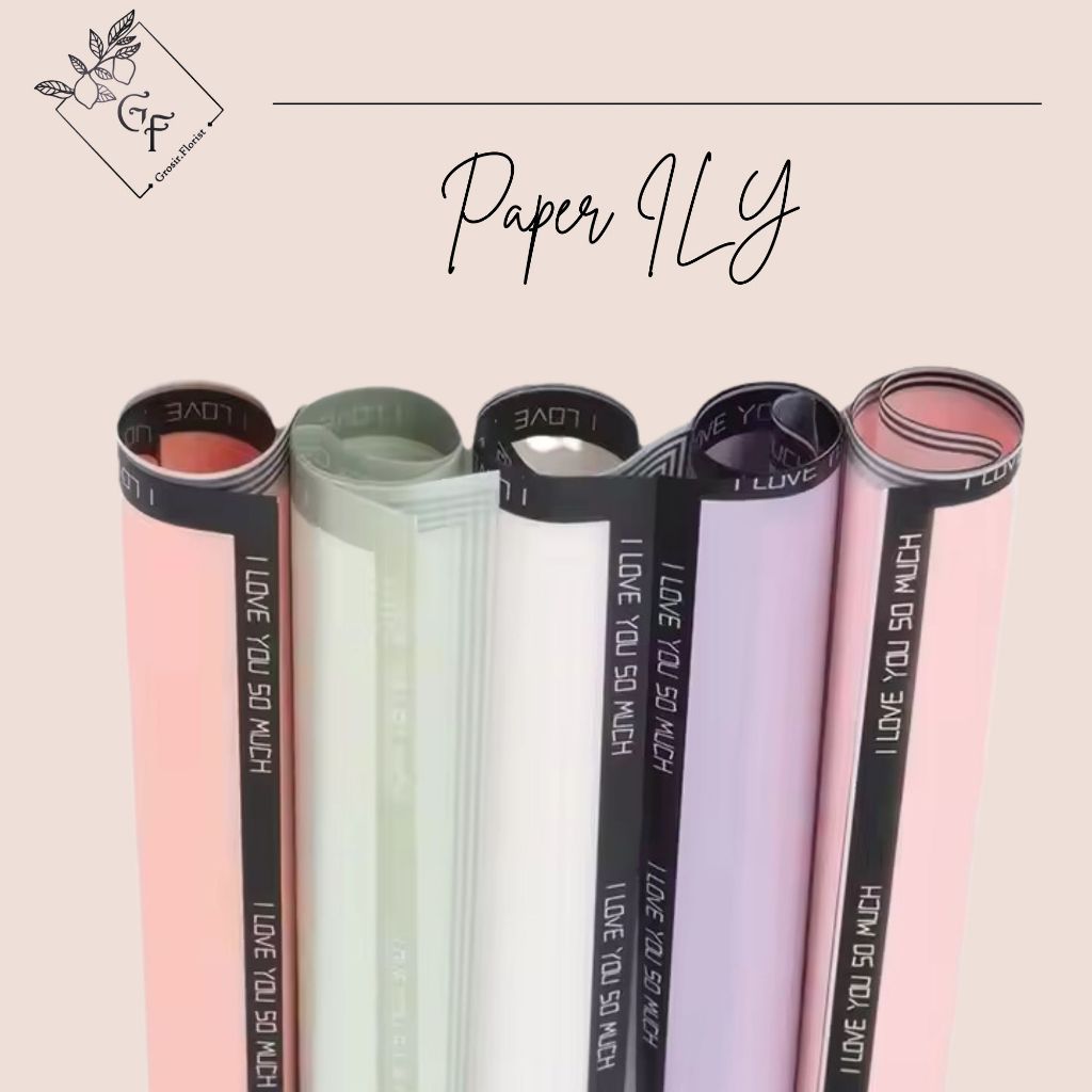 

TERLENGKAP WRAPPING PAPER LIST (ILY) LINE CELLOPHANE COLOR KERTAS BUKET KERTAS BUKET POLOS LIST ILY