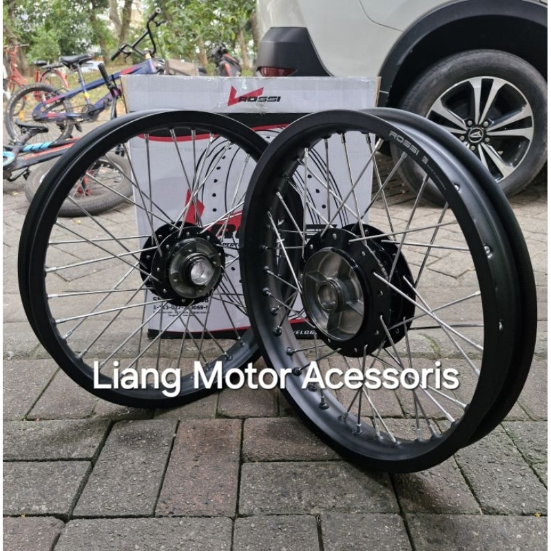 Sepaket Velg VRossi Hitam Doff Ring 17/18 Tromol Set Jari2 - Yamaha RX King / RXZ / RXK / RX King Sp