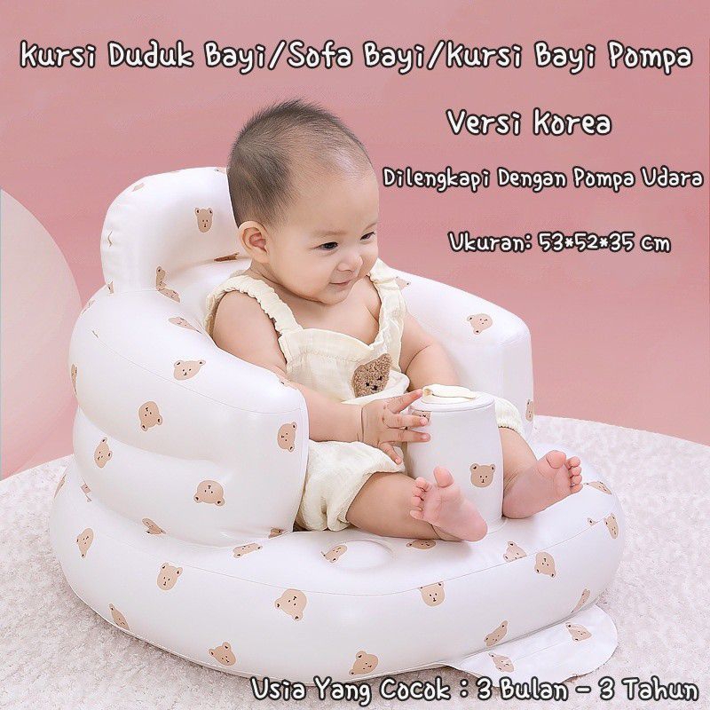 SOFA KURSI BELAJAR DUDUK TIUP /Pompa Belajar Duduk Makan Main Mandi Dengan Musik/Kursi Balon Bayi