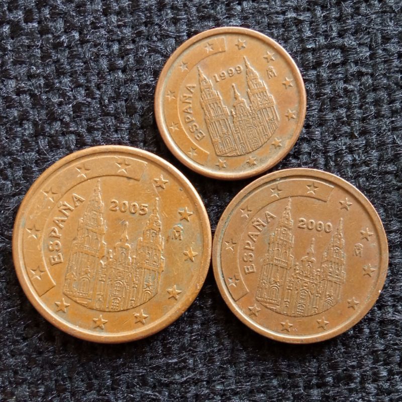 Set Koin Kuno Spanyol Euro cent 1 - 2 - 5 Cents