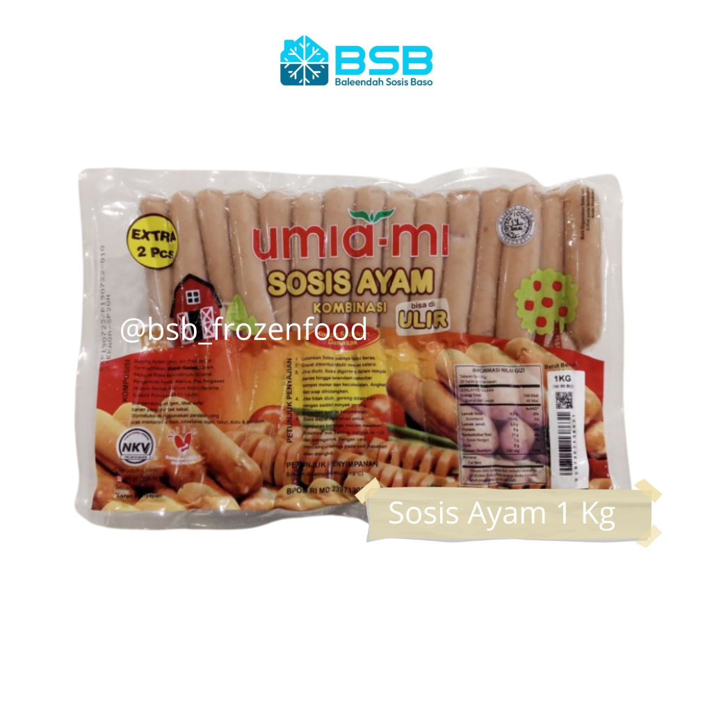 

UMIAMI Chicken Sausage Sosis Ayam Long 500 gr / 1 Kg Sosis Ulir