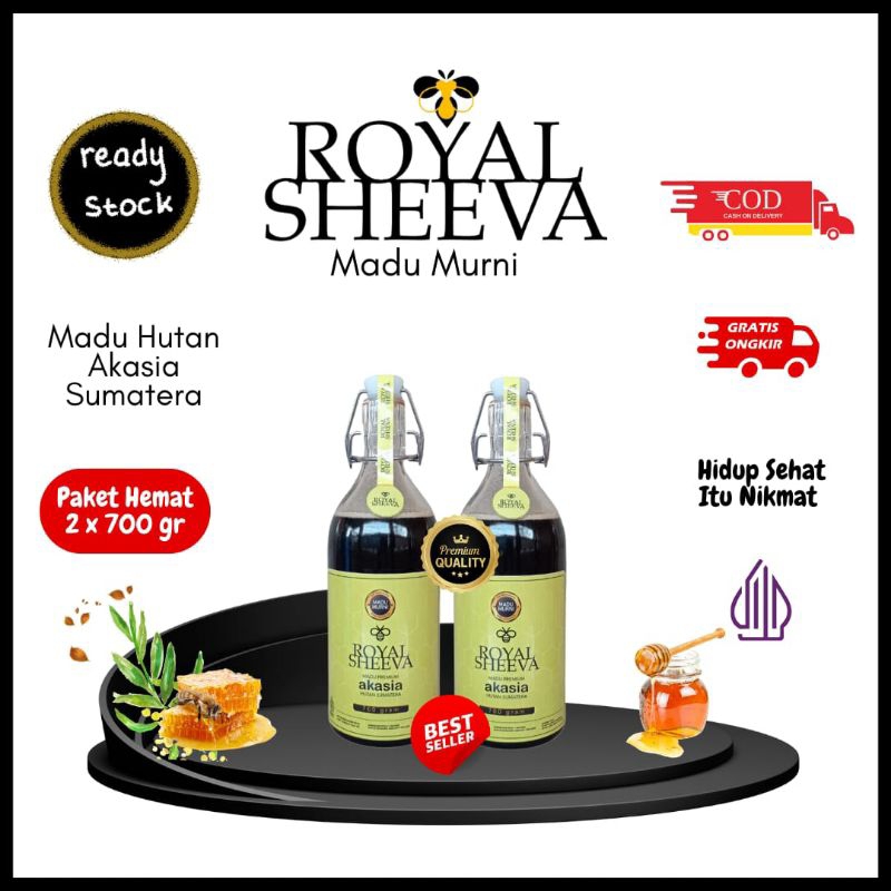 

Bundle Madu Murni Royal Sheeva dua botol 700 gr Madu Hutan Akasia Premium Halal MUI
