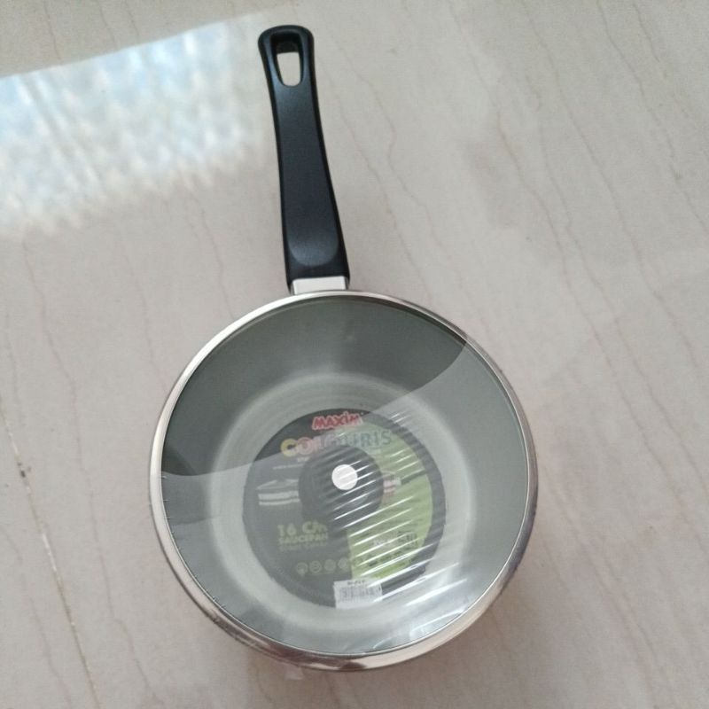 maxim colouris stainless steel saucepan 16cm orange