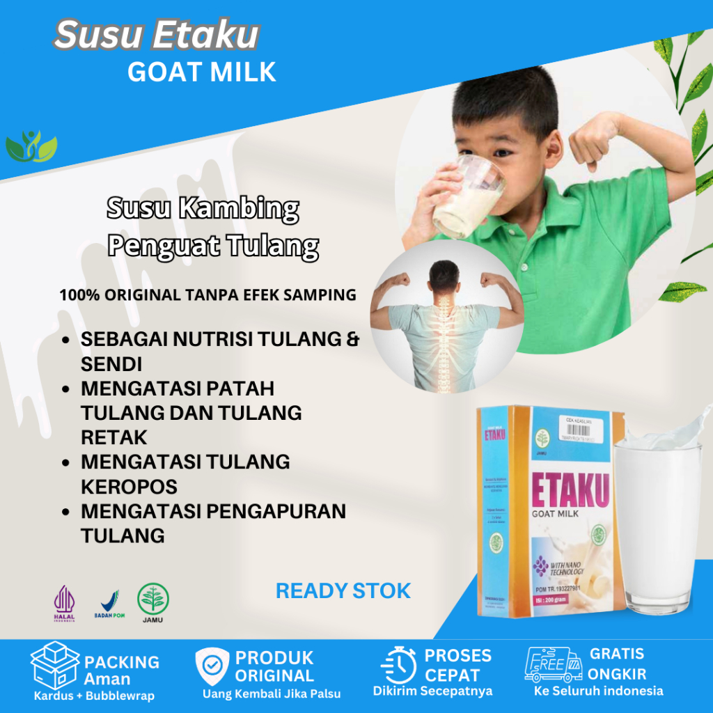 

Susu Etaku Untuk Tulang Dan Sendi, susu patah Tulang Dan Retak, Susu kalsium Tulang, Susu Penguat Tulang Anak dan Dewasa