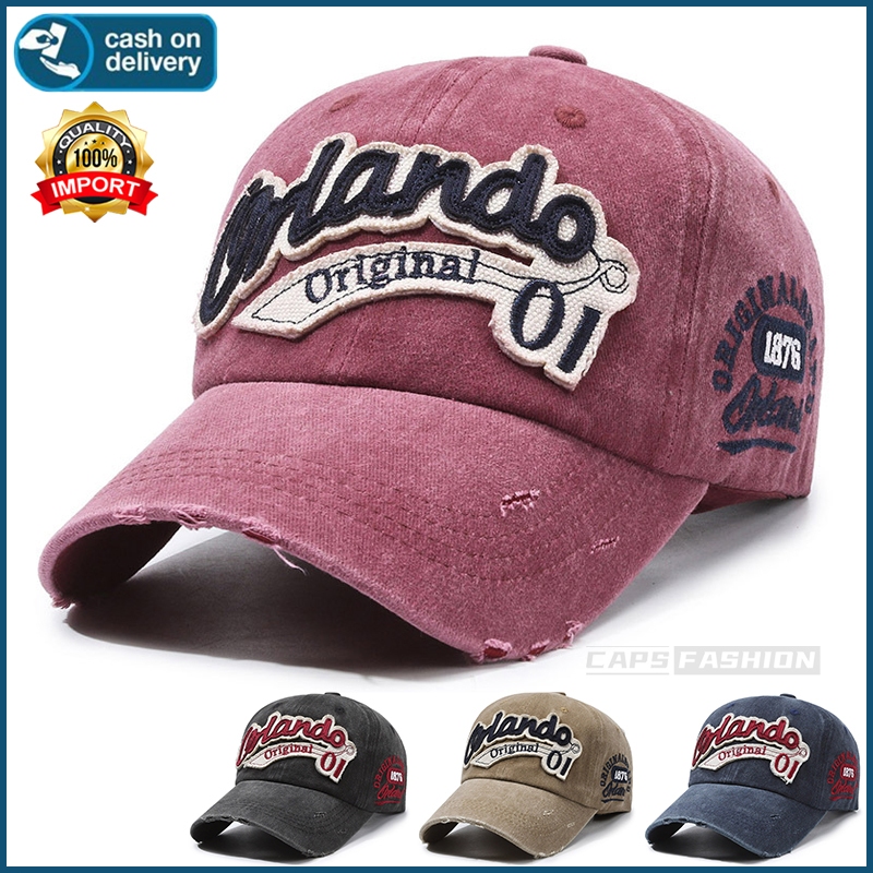 Topi Baseball topi vintage Orlando 01 Hat Cap Casual Sport Distro Fashion Pria Wanita topi korean st