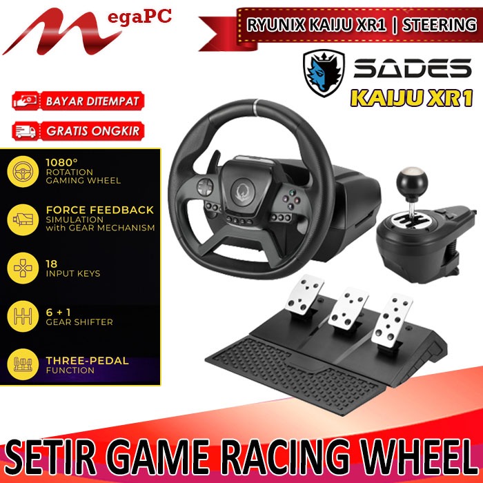 Sades Ryunix Kaiju Force Feedback Driving Racing Wheel XR1 Setir Stir