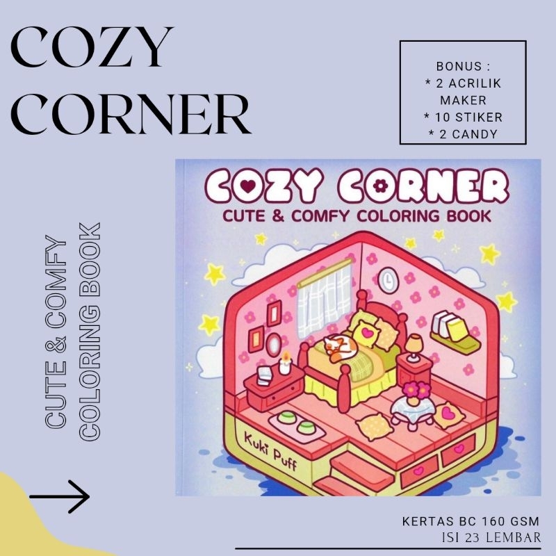 

(23 lmbr) Buku Mewarnai Cozy Corner Cute & Comfy Coloring Book with Kuki Puft
